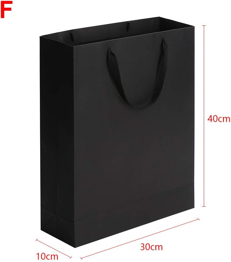 SAFD Birthday Party Wedding Carrier Nylon Handles Gift Wrapping Packing Black Paper Bags Handbag(F 30x10x40cm)