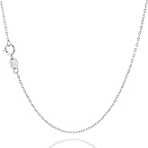 G.Rui&Niao 925 Sterling Silver Chain Necklace for Women, 18K Gold Plated 1.0mm Cable Chain Necklaces - 16-18 inch White