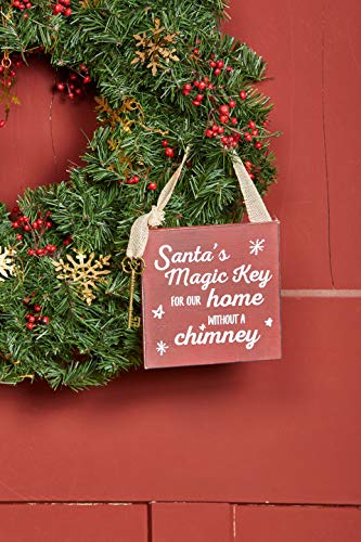 Kate & Milo Santa's Magic Key Plaque, Seasonal Home Décor, Holiday Decorations for Kids, Red