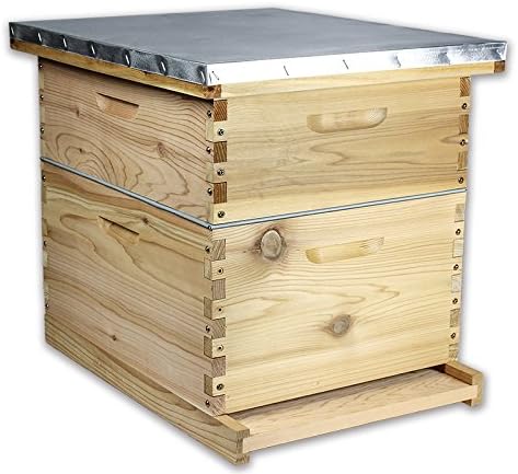 Arboria Beehive Kit 10 Frame Premium Cedar 2 Hive Boxes Deep and Medium Metal Telescoping Cover for Beekeeping, 18 x 22 in