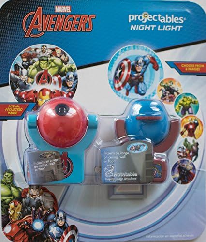 2 Pack Marvel Avengers Projectables|Rotatable 6-Image Project LED Night Light and One Image LED Night Light, Plug-In, Light Sensing, Dusk-to-Dawn, Project Onto Wall or Ceiling