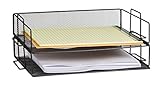 OfficeMate Classic Black Mesh 2 Tier Stackable Letter Tray Desk Organizer Perfect for Office Desk and Home Office