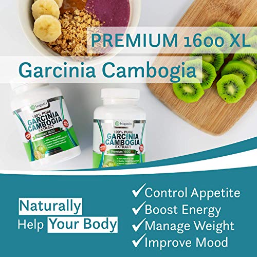 BioGanix 100% Pure Garcinia Cambogia Extract Premium 1600mg XL (120 Veggie Capsules - 2 Month Supply) Ultra Natural 60% HCA, Max Weight Loss Support - Thumbnail 3
