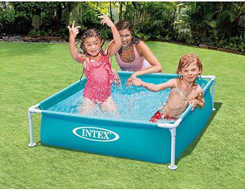 Piscina Tubular Removível Quadrada Intex para Crianças, 122x122x30 cm, 342 litros, Design Quadrado, Vela de Drenagem, Jardim e Exterior, Vinil Resistente, Inclui Patch de Reparação, +2 anos (57173)