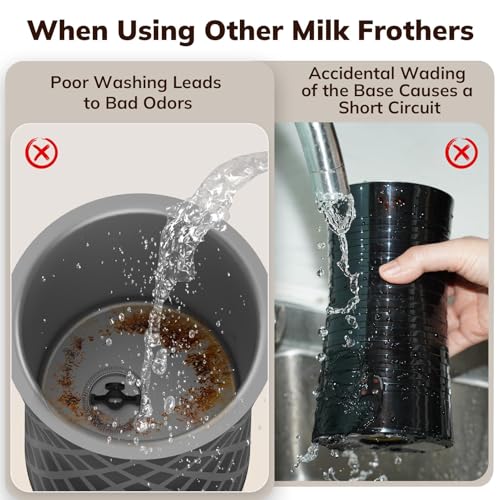 Electric Milk Frother and Steamer, 16.9oz/500ml Milk Steamer and Frother for Latte, Dishwasher Safe, BPA Free, 4 Functions, Enjoy Perfect Milk Froth in 2 Min - Black