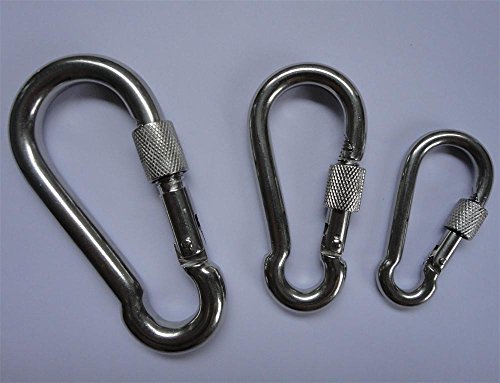 Stainless-Steel-Carabiner-Spring-Snap-Hook-with-Screw-Lock-Silver-516-Inch Stainless-Steel-Carabiner-Spring-Snap-Hook-with-Screw-Lock-Silver-516-Inch