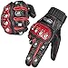 ILM Alloy Steel Leather Hard Knuckle Touchscreen Motorcycle Bicycle Motorbike Powersports Racing Gloves (L, (Leather) RED) Model 10CL