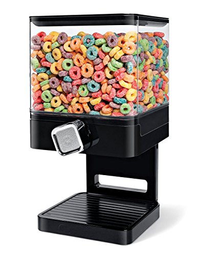 SHINE Double/Single Cereal Dispenser Dry food Container Machine/Storage holds 19 Ounces Food (Single Dispenser Black)