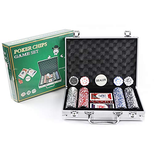 KAILE Texas Hold 'em Casino Clay Poker Chips Set with Aluminum Case, 13.5 Gram 200pcs Playing Cards Game Blackjack Gambling Chips (200 Piece Set)