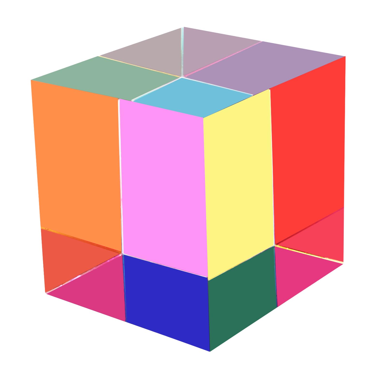 ZhuoChiMall CMY Mixing Colour Cube, 2.75 inch (70mm) CMYcube for Home or Office decor, Physics Education Learning, Scientific Toys and Gifts for Kids 1 piece