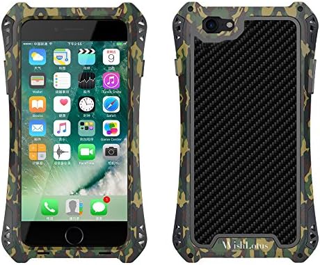iPhone 7 Plus Case, WishLotus Shockproof Drop Proof Water Resistant Carbon Fiber Zinc Magnesium Alloy Metal Gorilla Glass Heavy Duty Armor Protection Case Cover for Apple iPhone 7 Plus (Camouflage)