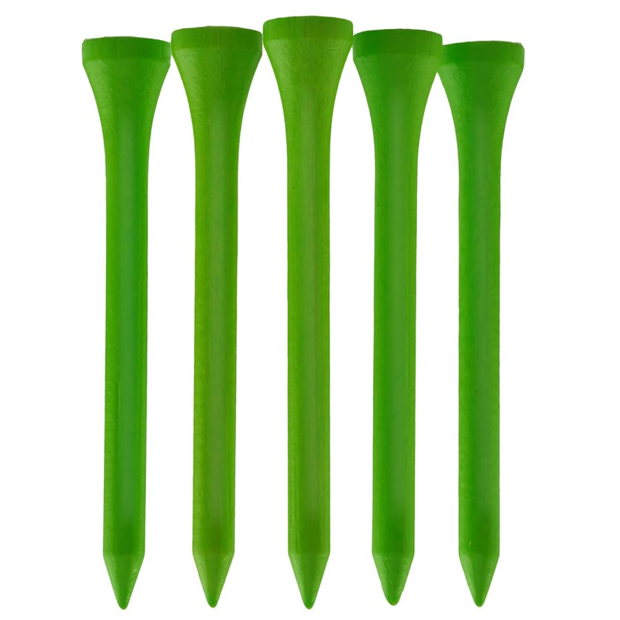 100 PCS Bamboo Golf Tees | Multiple Colours & Sizes | Eco Friendly & Sustainable Bamboo Golf Tees (70mm Neon Green)