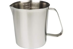 GRSPEHS Measuring Cup, Stainless Steel Measuring Cup (24 Ounce/ 0.7 Liter), Milk Frothing Pitcher, Steaming Pitcher, Milk Frothing Cup with Marking with Handle for Espresso Machines, Latte Art