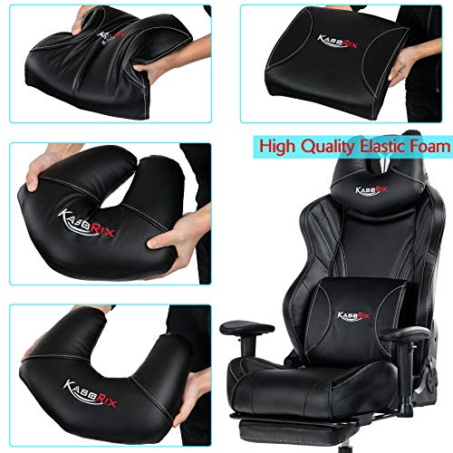 Kasorix Big and Tall Gaming Chair with Footrest,Black Chair with