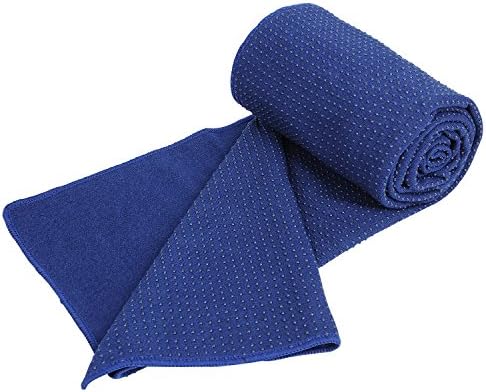 Veda Yoga Towel with Silicone Beads for extra firm Grip (Mat Size 72" x 24") Blue