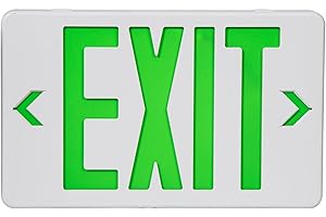 CM MZY Exit Sign with Emergency Lights LED Exit Sign Light with Battery Backup,Green Letter Commercial Emergency Exit Sign Lights,AC 120-277V, UL Certified,1PCS