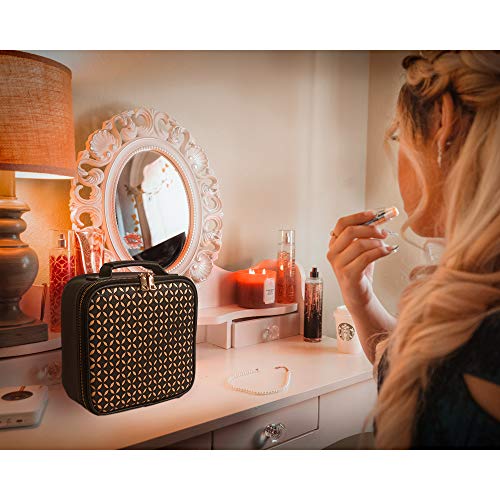 L'GLADKING Makeup Bags for Women Travel Cosmetic Bags for Toiletries Makeup Boxes with Compartments PVC Leather Makeup Organizer Bag with Brush Slot for Girl (black) 6 L'GLADKING Makeup Bags for Women Travel Cosmetic Bags for Toiletries Makeup Boxes with Compartments PVC Leather Makeup Organizer Bag with Brush Slot for Girl (black)