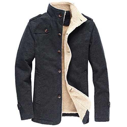 Military Jacket Mens Army Jackets Sherpa Lined Jacket Casual Field Coat Outdoor Cotton Windbreakers Jackets (Black,L)