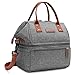 Lokass Lunch Bags for Women Wide Open Insulated Lunch Box With Double Deck Large Capacity Cooler Tote Bag With Removable Shoulder Strap Lunch Organizer For Men/Outdoor/Work(Grey)