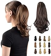 Sofeiyan 13" Ponytail Extension Long Curly Ponytail Clip in Claw Hair Extension Natural Looking S...