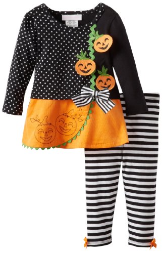 Bonnie Baby Baby Girls' Jack O Lantern Legging Set, Black/White, 24 Months