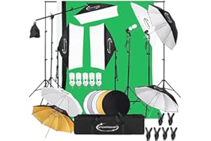 ShowMaven Photography Lighting Kit, Softbox Lighting Kit with Photo Backdrop for Product Photography, Portrait photography, Video Shooting Photography