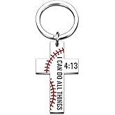 Lelekdo Baseball Bible Verse Cross Keychain for Boy Men Baseball Gifts for Boys 8-12 Christian Religious Jewelry Christmas Birthday Gifts for Teenage Boys Stuff