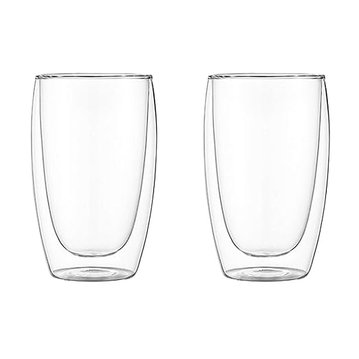 Amasawa 2 Stück 450ml Doppelwandige Gläser Tasse Verbrühungsschutz Für Latte Macchiato Kaffee (Transparent)