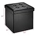 Ollieroo Faux Leather Folding Storage Ottoman Bench Foot Rest Stool Seat Black 15''X15''X15''