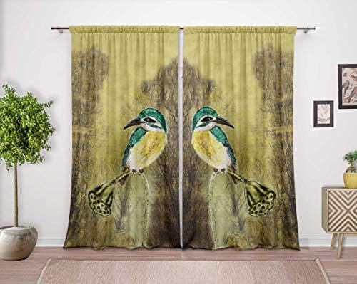 Timingila Beige Lotus Seed Pod Coraciiformes Bird Home Decoration Window Curtains Rod Pocket Drapes For Living Room Door Curtain 2 Panels 54 X 63 Inches Buy Online At Best Price In