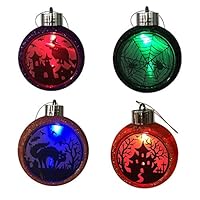 4 Pieces Halloween Decorations Lighting Flashing Decor for Party Supplies for Garden/Lawn Decorations (Medium Size) (10 cm Lighting Clock)