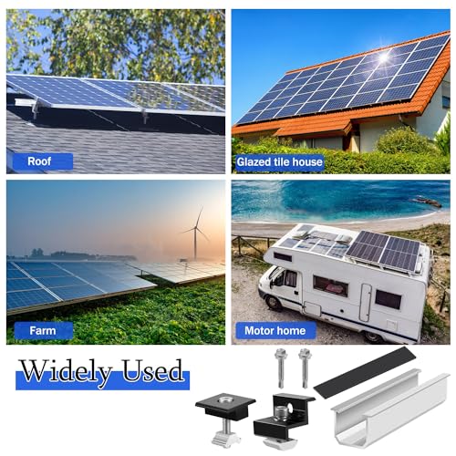 nutmanel Solar Panel Bracket, Solar Panel Mounting Kit, 30-35mm Adjustable Solar Panel Mounting Kit, Solar Photovoltaic for 2 Panels, with Nuts and Screws, Balcony Central Bracket
