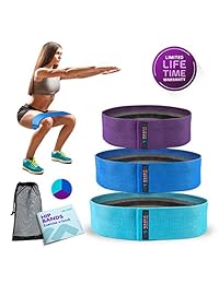 MAXFIT Athletica - Bandas de resistencia a la cadera con círculos, para activar las piernas y los botones, juego de 3 bandas de tela antideslizante para glúteos, muslos y ejercicios de piernas