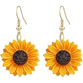 Daisy Sunflower Earrings for Women Handmade Resin Sunflower Dangle Earrings