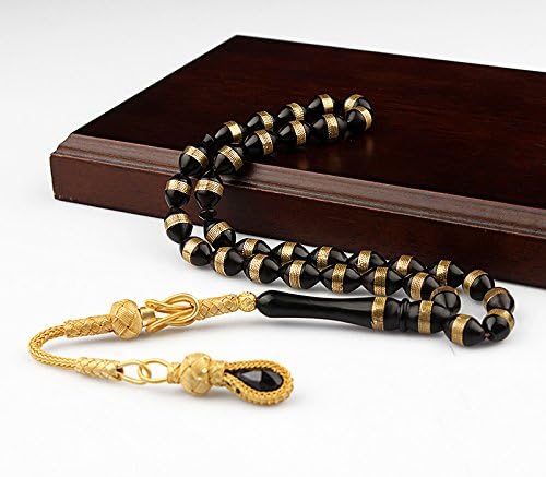 BayVog Islamic Tesbih Barleycorn Shape Natural Coca Tree Kuka Woods Prayer Beads Tasbeh 1000 Carat Sterling Silver Kazaz Tassel …