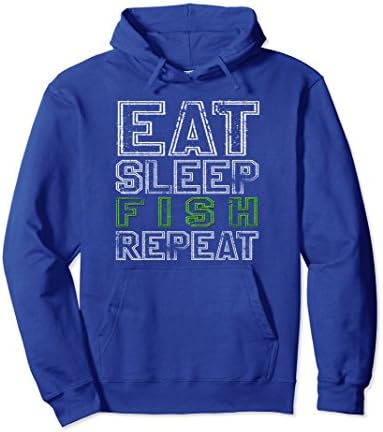 Unisex Eat Sleep Fish Repeat Hoodie Gift For Fishing Lovers Large Royal Blue