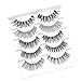Premium Natural Black Eyelashes Demi Wispies Handmade Natural Cruelty-free Reusable Real Human Hair | x5 Designs Multipack Full Lash Strip Perfect False Light Lash Extension