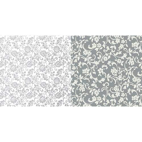 Fablon FAB11905 45 cm x 2 m Roll Cirrus & FAB10134 45 cm x 2 m Roll Heritage, Silver