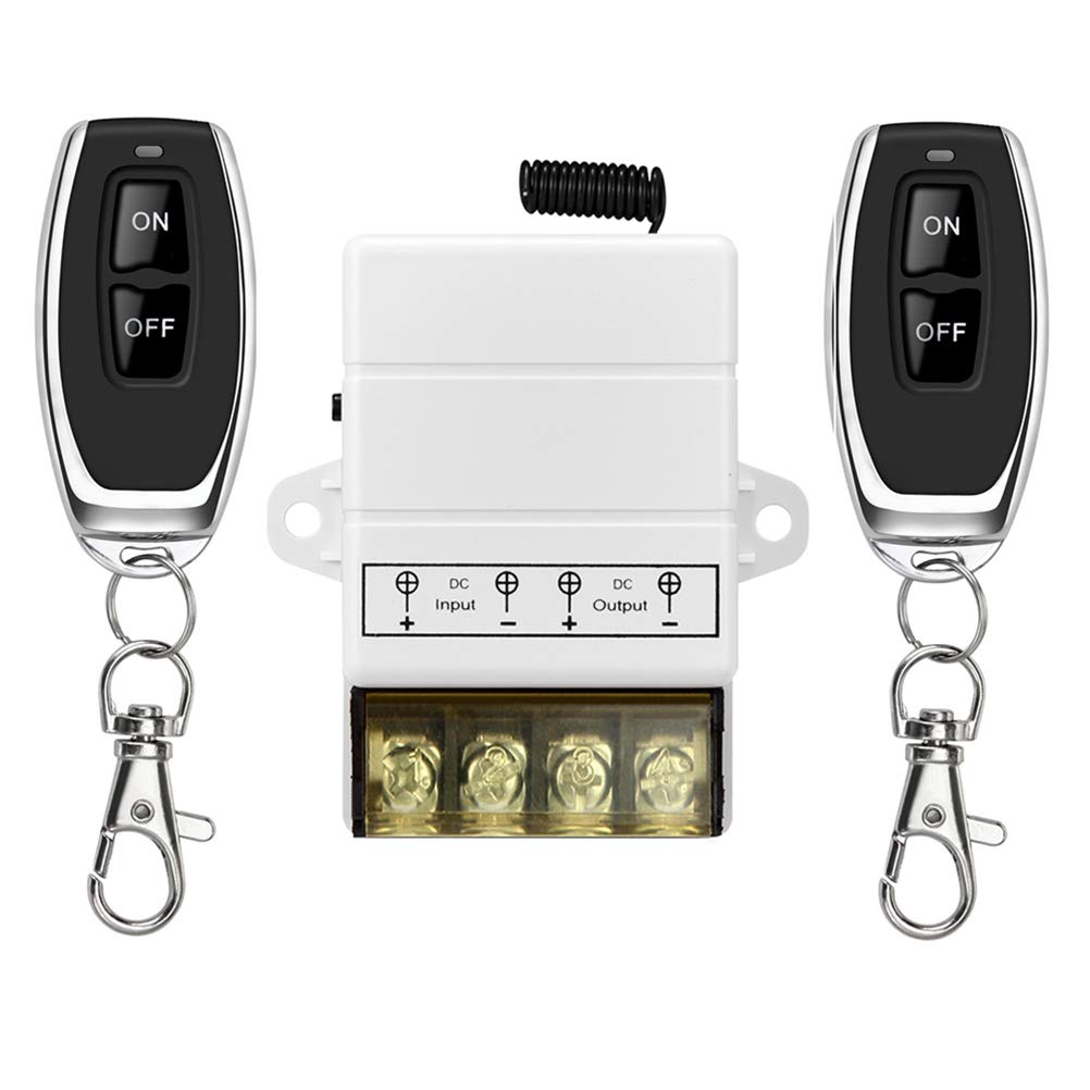 YETOR Remote Control Switch, DC 12V/24V/48V/72V/ 40A Relay Remote Switch for Anti-Theft Alarms, Security Systems Roller Lind Door,Gate Barriers etc (White)