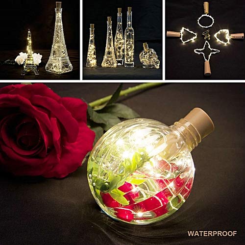 XIHADA Wine Bottle Lights with Cork, 20 LED Battery Operated Fairy String Lights Mini Copper Wire Bottle Lights for DIY, Party，Decor，Christmas,Thanksgiving Day,Wedding (10 Packs, Warmwhite)