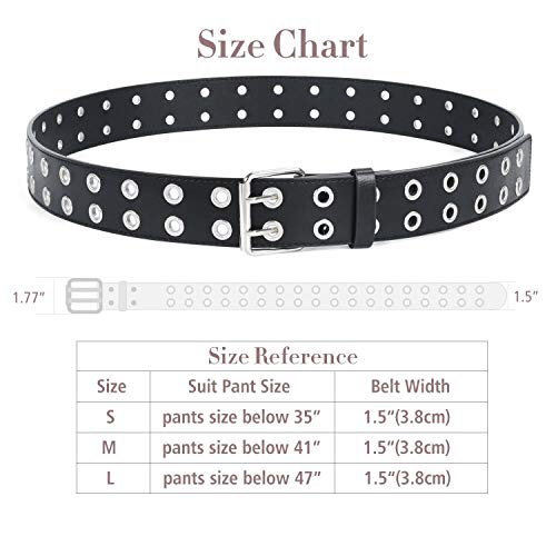 WERFORU Doppel Ösengürtel PU Ledergürtel 2 Loch Punkgürtel für Damen jeans