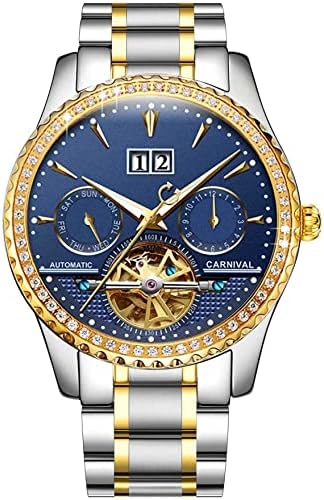 CARNIVAL Mens tourbillon Multifunction Calendar Sapphire Full Gold