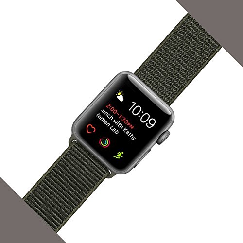 Yunsea For Apple Watch Band 42mm, New Nylon Sport Loop, with Hook and Loop Fastener, Adjustable Closure Wrist Strap, Replacement Band for iwatch, (42mm, Cargo Khaki) - Thumbnail 3
