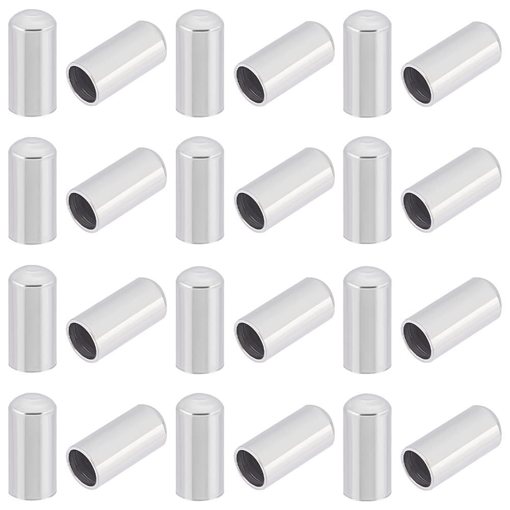 UNICRAFTALE 100pcs Stainless Steel Cord Ends 3mm Inner End Caps Terminators Cord Finding Round Leather Cord Buckle Column End for Jewelry Making