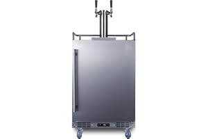 Summit SBC683OSTWIN 24" Wide Built-in or Freestanding Outdoor Beer Kegerator, Dual Tap, Weatherproof, Automatic Defrost, Digital Thermostat, Tap Cool System, Adjustable Shelves, four Casters