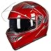 ILM Motorcycle Dual Visor Flip up Modular Full Face Helmet DOT 6 Colors Model 902 (XL, RED)