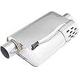 XFORCE VMK52-300 Universal Tunable VAREX Muffler with Hidden Motor, Oval Body 4" x 9.5", 13" Body Length, 3" Inlet/Outlet, Offset Inlet/Center Outlet; Polished 304 Stainless Steel