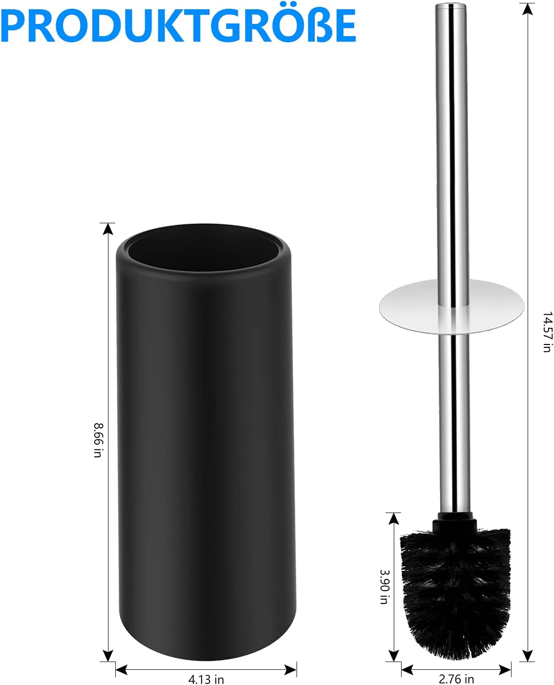 Toilet Brush and Holder,Toilet Bowl Brush with 304 Stainless Steel Long Handle, Hidden Toilet Brush with Durable Scrubbing Bristles for Bathroom Deep Cleaning: Kitchen & Dining