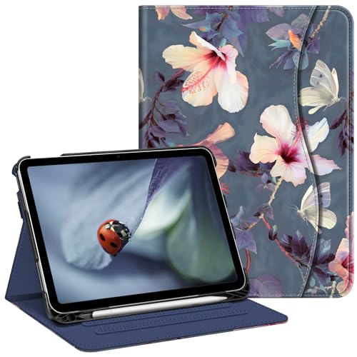 FINTIE Case for iPad (A16) 11th Generation 11 Inch (2025), iPad 10th Generation 10.9 Inch (2022), Multi-Angle Viewing Stand Cover w/Pencil Holder & Pocket, Auto Sleep/Wake, Blooming Hibiscus