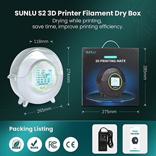 SUNLU 3D Printer Filament Dryer, FilaDryer S2 Storage Dry Box for 3D
